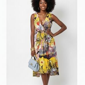 ESPECIALLY FOR YOU by JAMSWORLD womens 3 floral V neck smocked waist dress